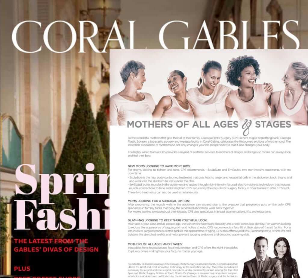 Coral Cables magazine article featuring Dr. Careaga and aesthetician Reina Meyers
