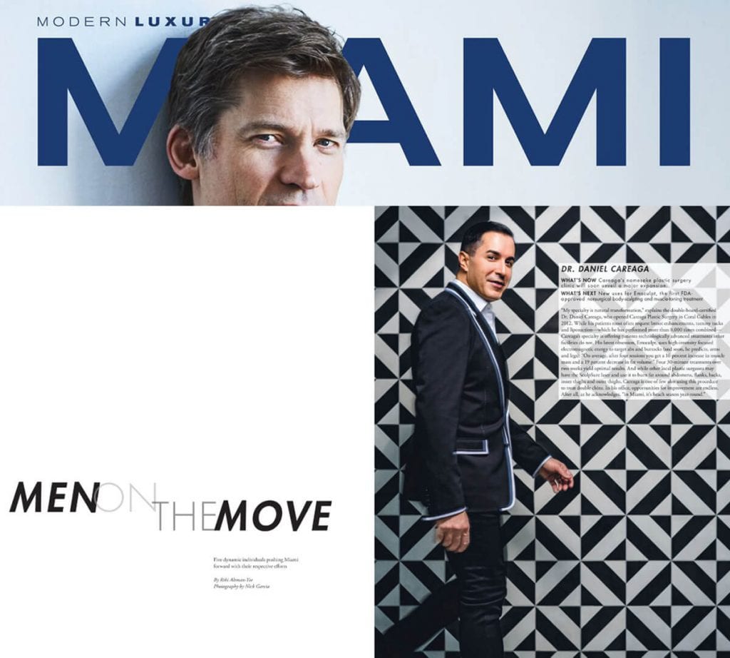 Modern Luxury Miami article featuring Dr. Careaga highlighting "men on the move"
