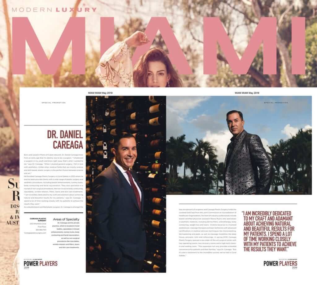Modern Luxury Miami magazine article highlighting Dr. Careaga
