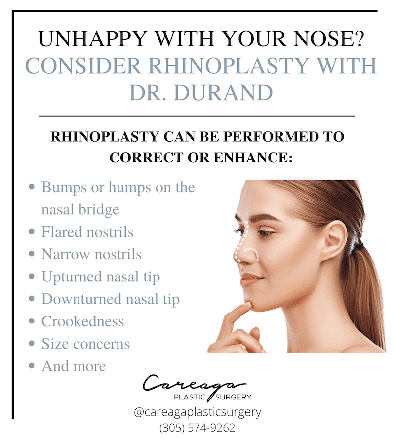 Infographic showing what rhinoplasty can help correct.