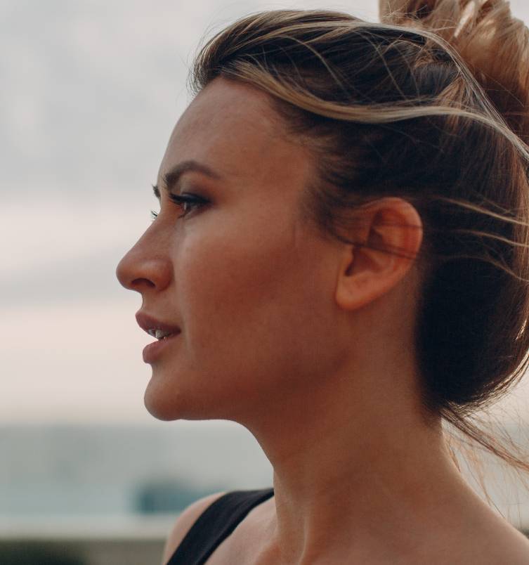 Side profile of a woman's head