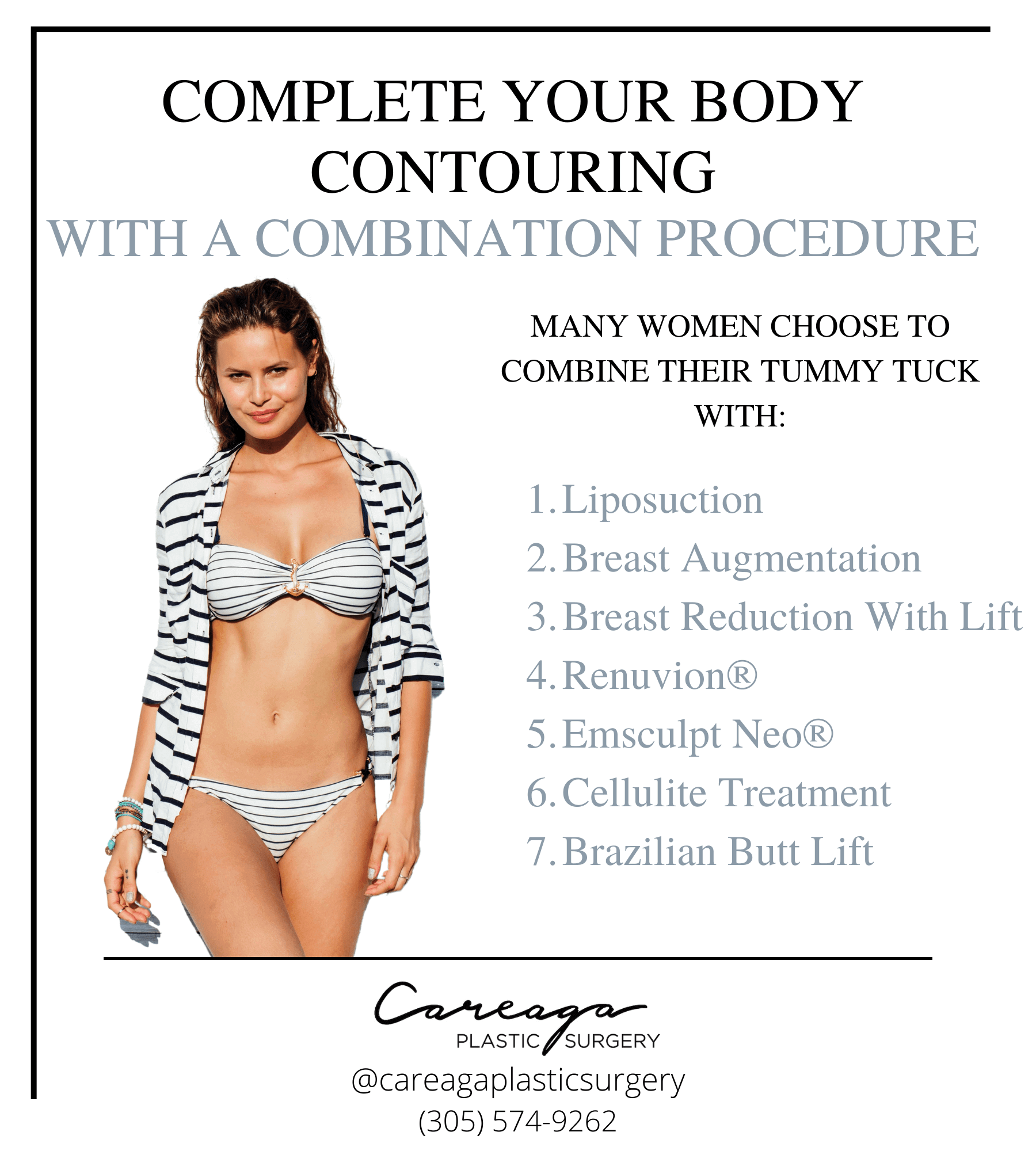 Infographic showing the procedures you can combine with tummy tuck surgery to enhance results