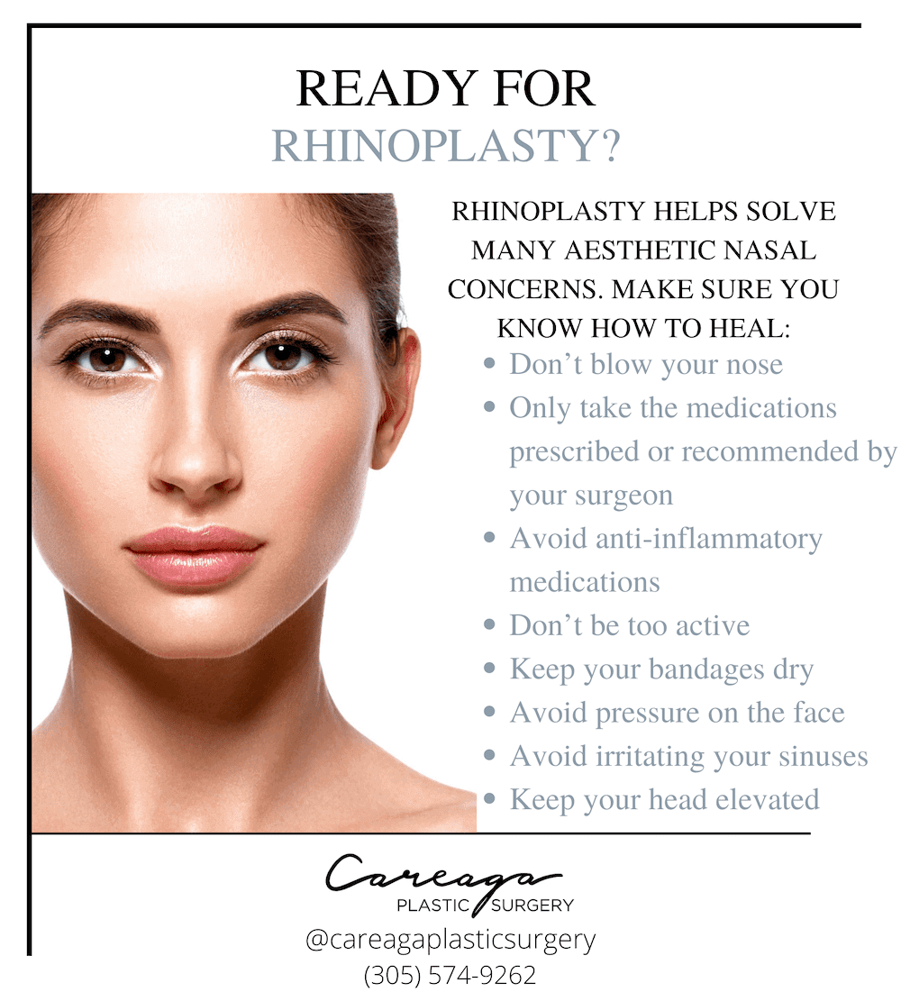 Infographic showing tips that can help a patient through rhinoplasty recovery
